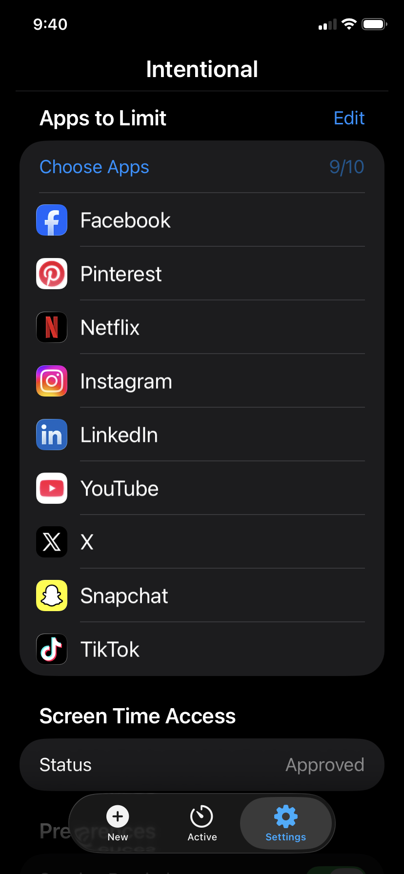 Choose apps to limit